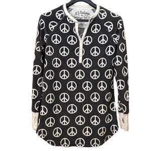 P.J. Salvage Vintage Velour Peace Sign Long Sleeve Shirt Size S/P